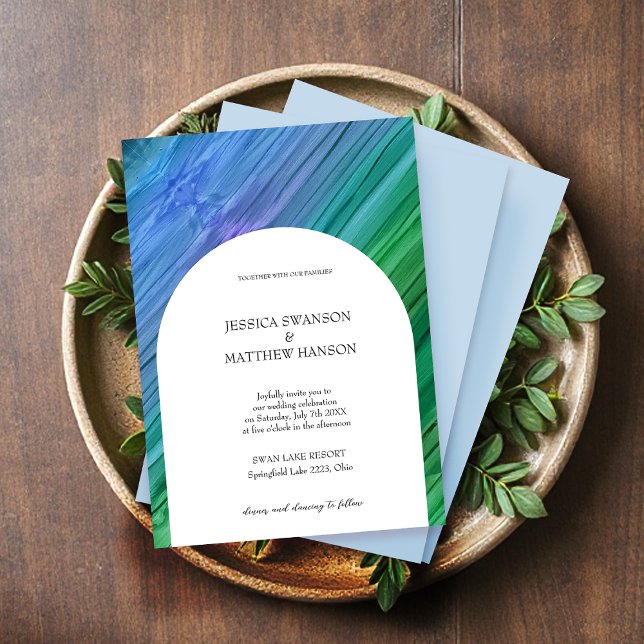 Convite Rico índigo, verde profundo e ametista Casamento (Criador carregado)