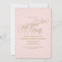 Convite Rico rosa e Dourado é festa de Ano Novo