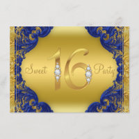 Rico Royal Blue Dourado Sweet 16 Festa de aniversá