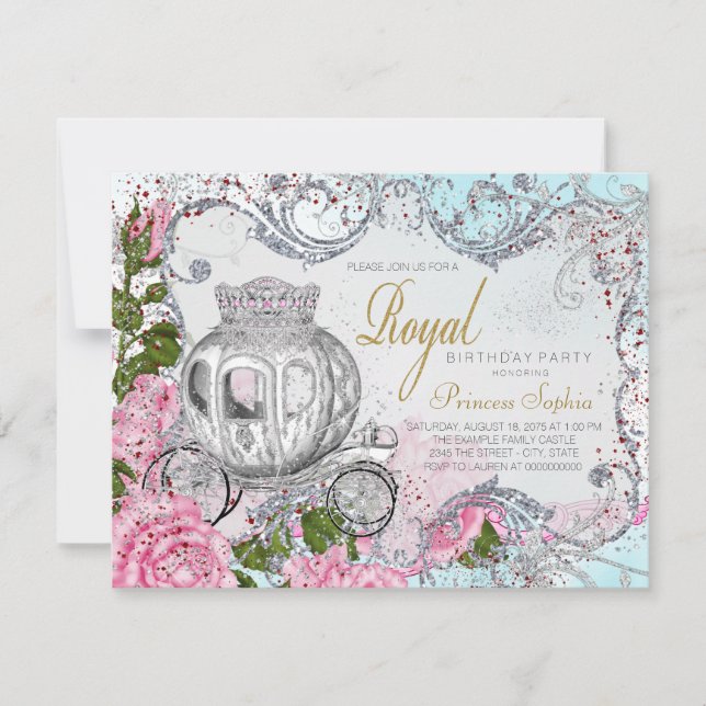 Convite Rico Royal Princess Festa de aniversário (Frente)