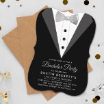 Convite Rico Silver Foil Tuxedo Bachelor Party<br><div class="desc">Comemore com estilo com estes convites de despedida de solteiro. O design é fácil de personalizar com sua própria redação e sua família e amigos ficarão entusiasmados quando receberem esses fabulosos convites partidários.</div>
