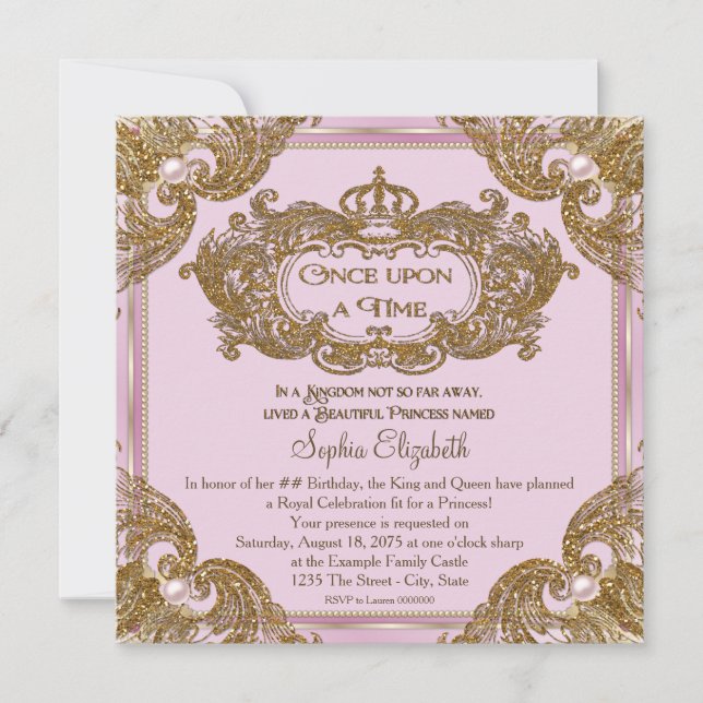 Convite Rico uma vez em uma Festa de aniversário de tempo (Frente)