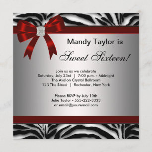 Convite Rico Vermelho Zebra Arco Doce Dezesseis