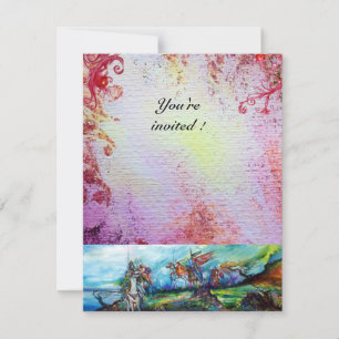 Convite RIDERS IN STORM Medieval Knights Horseback Puro