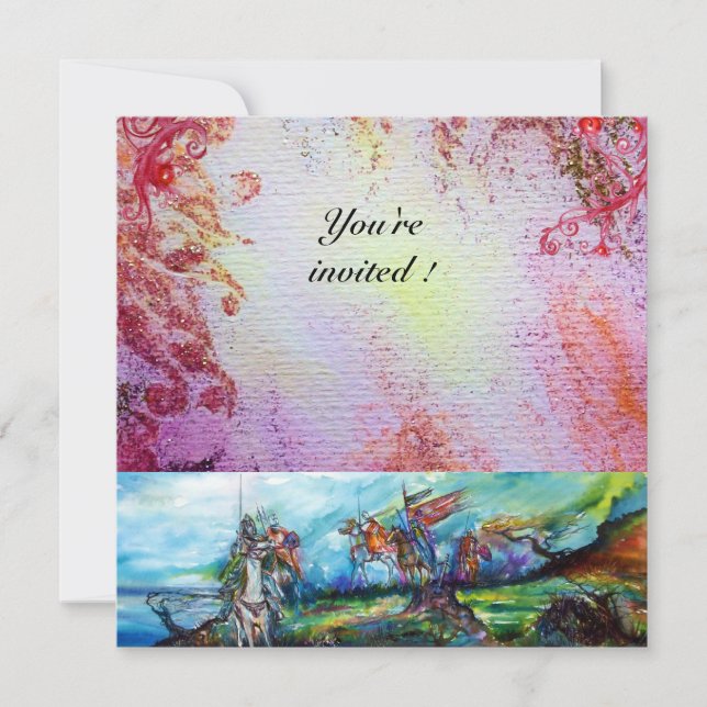 Convite RIDERS IN STORM Medieval Knights Horseback Puro (Frente)