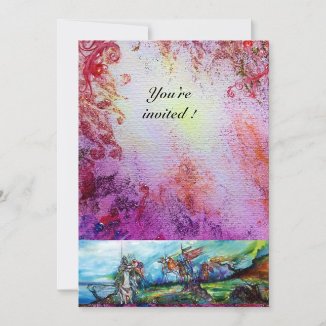 Convite RIDERS IN STORM Medieval Knights Horseback Puro (Frente)