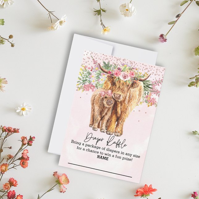 Convite Rife de Chá de fraldas rosa das vacas altas (Criador carregado)