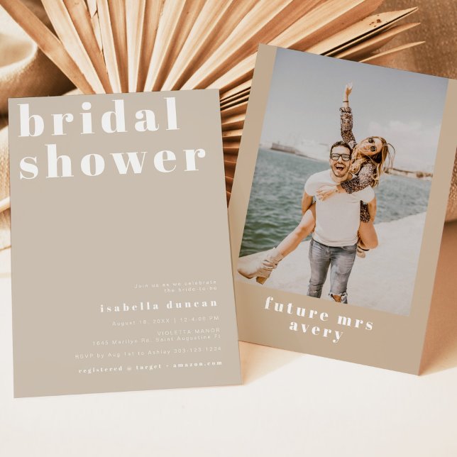 Convite RILEY Bold Boho Retro Beige Cream Chá de panela (Criador carregado)