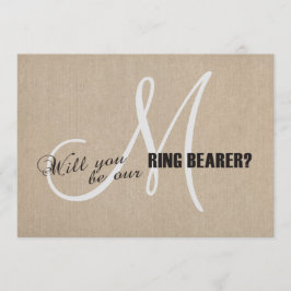 Convite Ring Bearer do Monograma de Casamento de Canvas Li