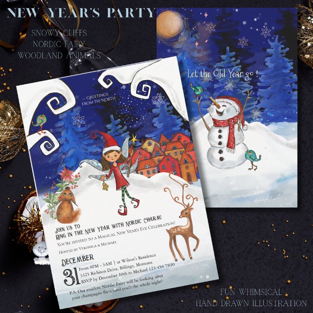 Convite Ring in the New Year with Nordic Charm I Whimsical (Ring in the New Year with Nordic Charm I Whimsical Invitation)