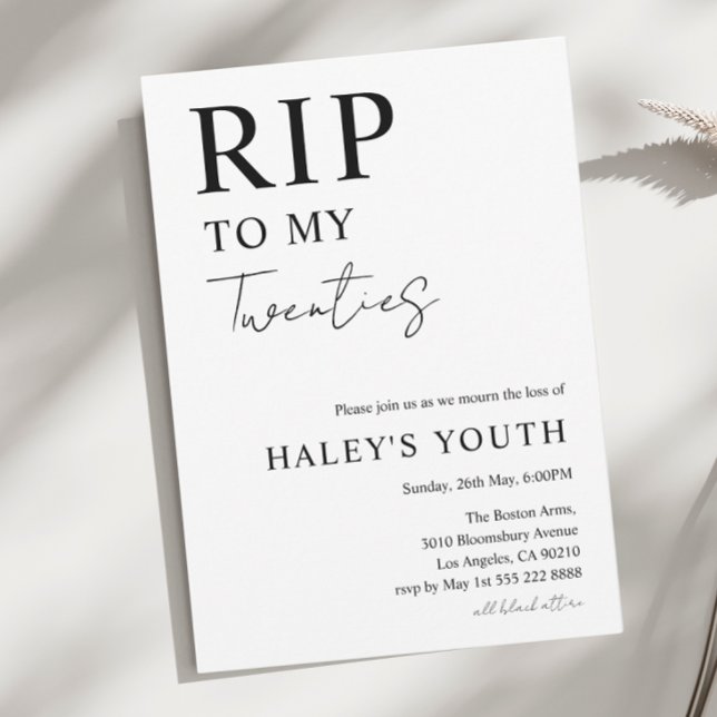Convite RIP 20 anos aniversário de 30 anos moderno simples (Criador carregado)