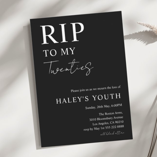 Convite RIP 20 anos aniversário de 30 anos moderno simples (Criador carregado)