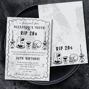 Convite RIP 20 anos Doodle Pedra Olhar Funeral 30º Anivers