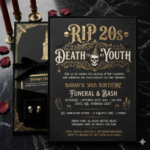 Convite RIP 20 anos Funeral de Aniversário de 30 anos