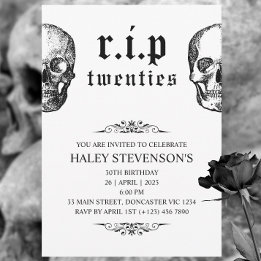 Convite RIP 20 Anos Vinte Anos Crânio Engraçado Funeral 30