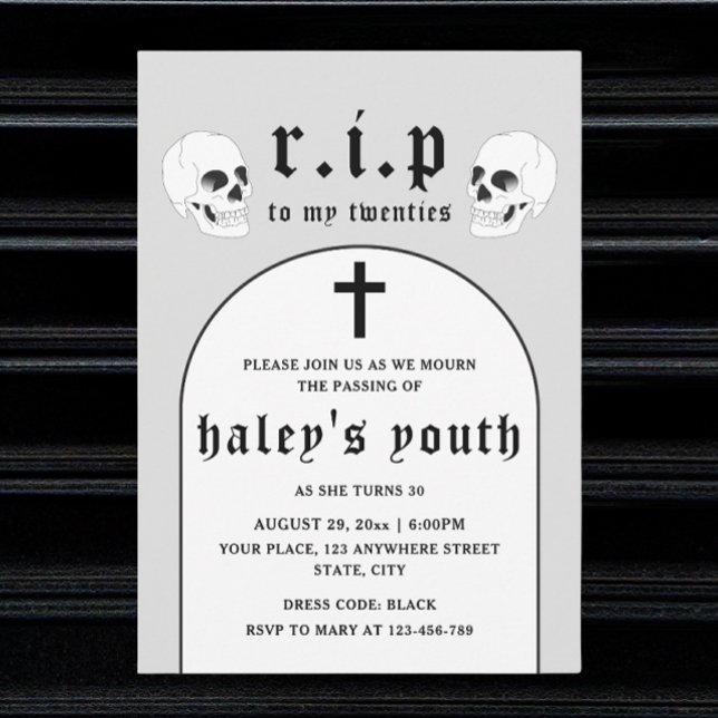 Convite RIP 20 e 20 anos aniversário de 30 anos funerário  (Criador carregado)