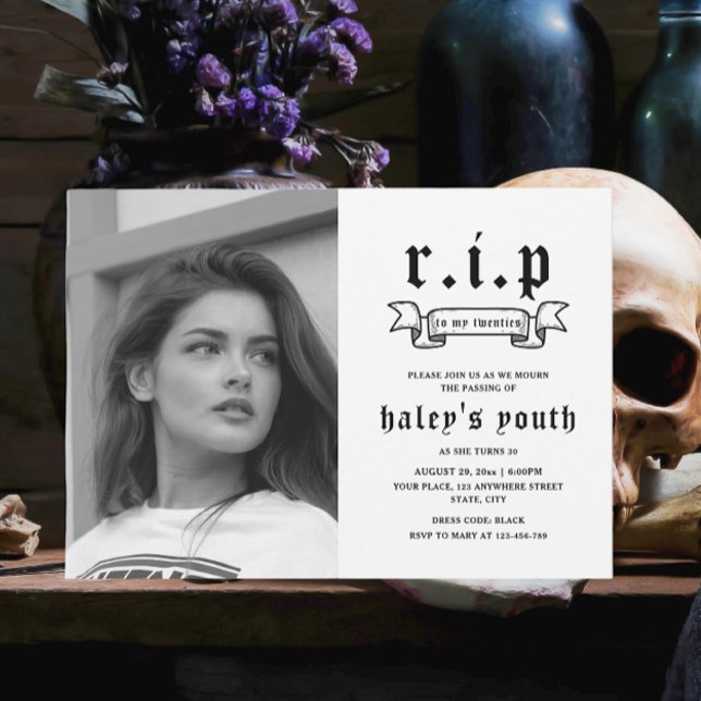 Convite RIP 20 e 20 anos Foto engraçada aniversário de 30  (Criador carregado)