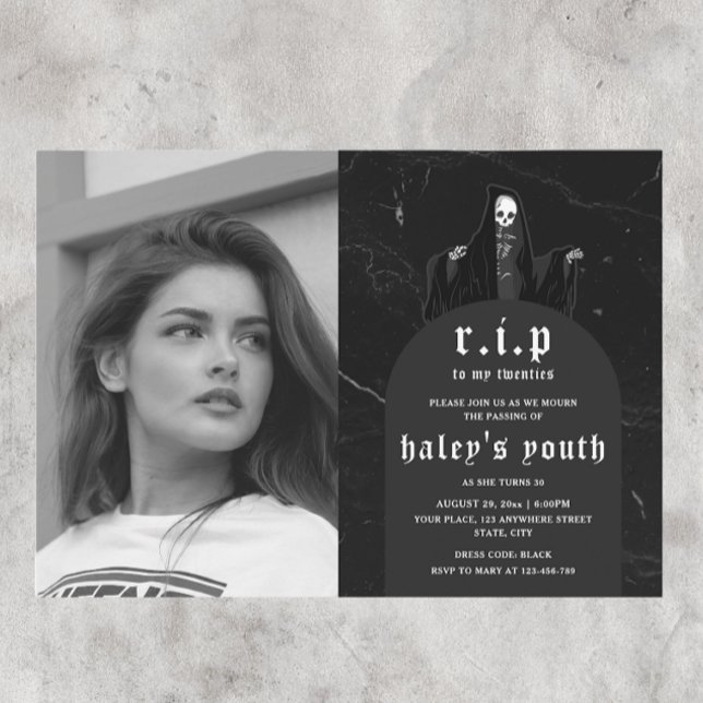 Convite RIP 20 e 20 anos Foto engraçada aniversário de 30  (Criador carregado)