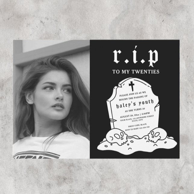 Convite RIP 20 e 20 anos Foto engraçada aniversário de 30  (Criador carregado)