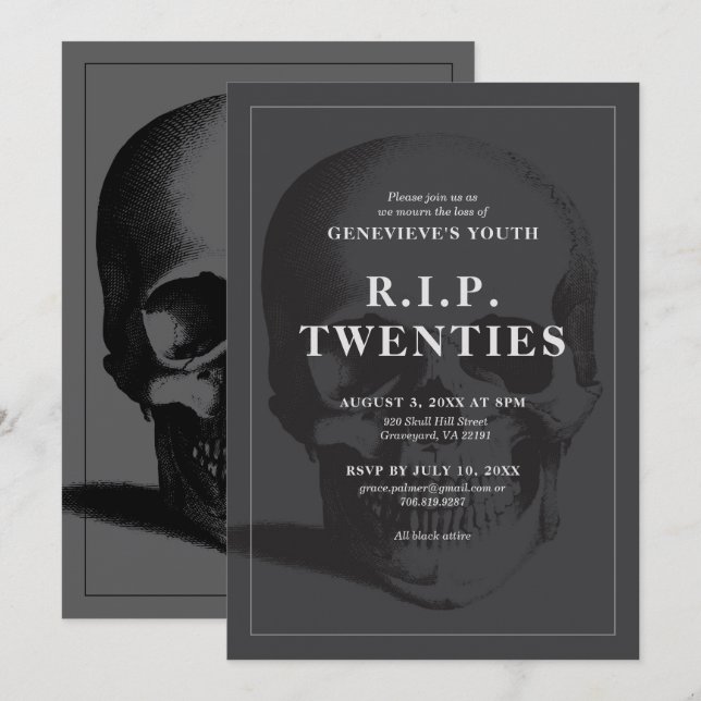 Convite RIP 20 RIP Vinte RIP Juventude Festa da Morte (Frente/Verso)
