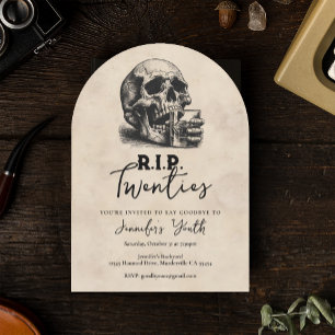 Convite RIP 20 vezes Vintage Skull aniversário de 30 anos