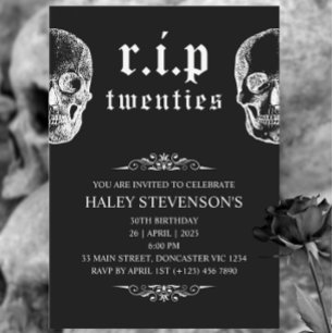 Convite RIP 20s 20s aniversário de 30 anos Funerário do Cr