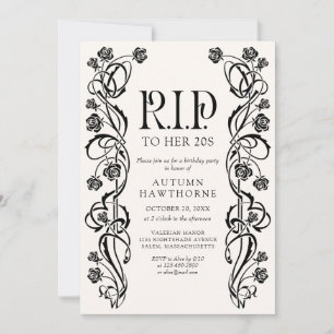 Convite RIP 20s 30s Gótico Aniversário de Halloween