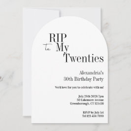 Convite RIP 20s 30th Birthday Minimal Party