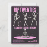 Convite RIP 20s Festa de aniversário de 30 anos do crânio<br><div class="desc">RIP 20s - Festa de aniversário de 30 anos do Skeleton preto,  rosa,  engraçado</div>