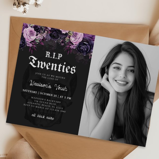 Convite RIP 20s Morte Floral ao meu aniversário de 30 anos (Criador carregado)