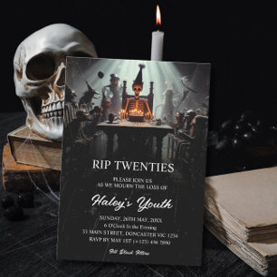 Convite RIP 20s Vinte Anos Piada de Esqueleto Aniversário