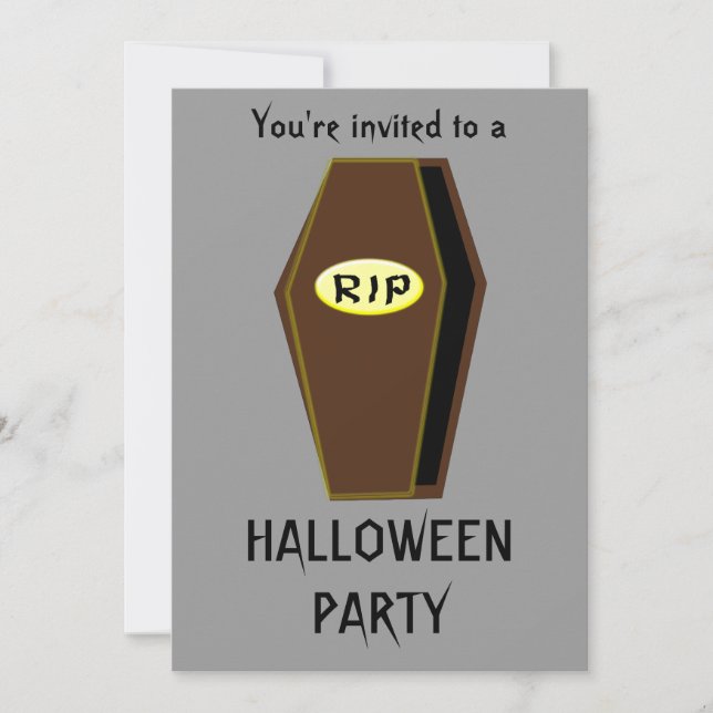Convite RIP Coffin do Doom Halloween Party Personalizável (Frente)