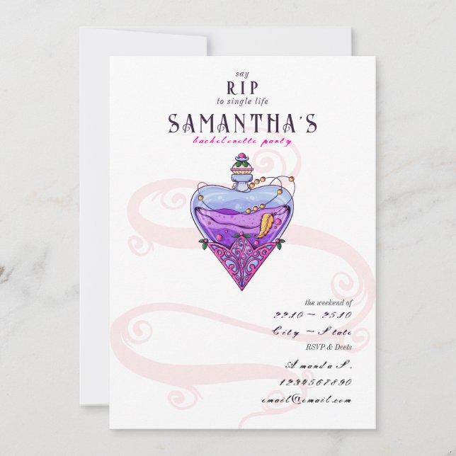 Convite RIP Gótico para vida do Solteiro Hen Do Bacheloret (Frente)