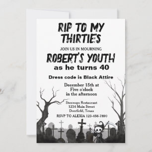 Convite RIP Para os Meus Trinta ou Festa de Aniversário de