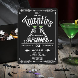 Convite RIP preto e branco para a aniversário de 30 anos d