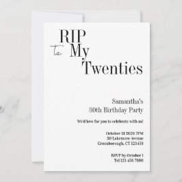 Convite RIP Twenties 30th Birthday Party Minimal