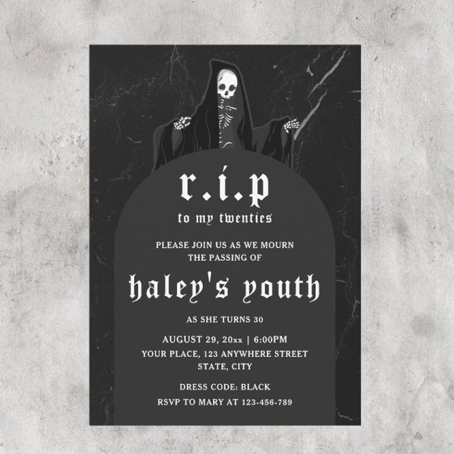 Convite RIP Vinte Anos 20 Anos Engraçado Morte Funeral 30  (Criador carregado)
