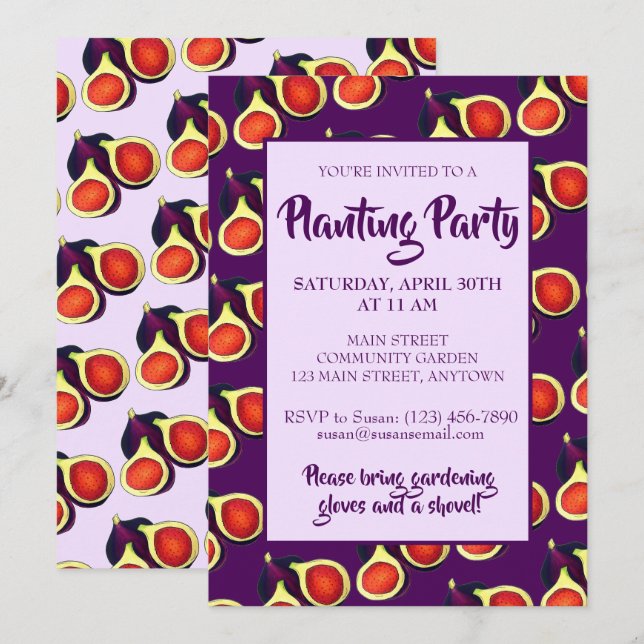 Convite Ripe Fig Tree Fig Fruta Fden Party (Frente/Verso)
