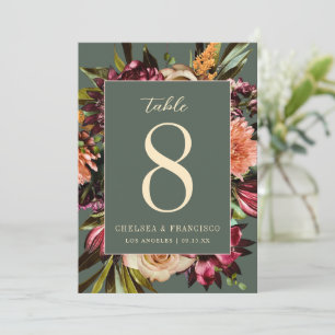 Convite Riqueza do Número da Mesa Floral Verde Primavera