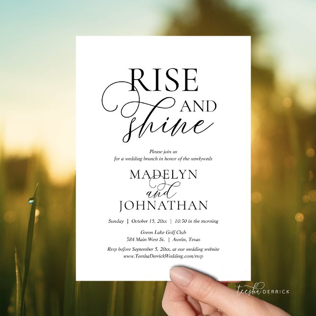 Convite Rise e Shine, casamento Poste Celebração de Brunch (Rise and Shine, Post wedding Brunch Celebration Invitation Card, Modern Classy theme, Downloadable)