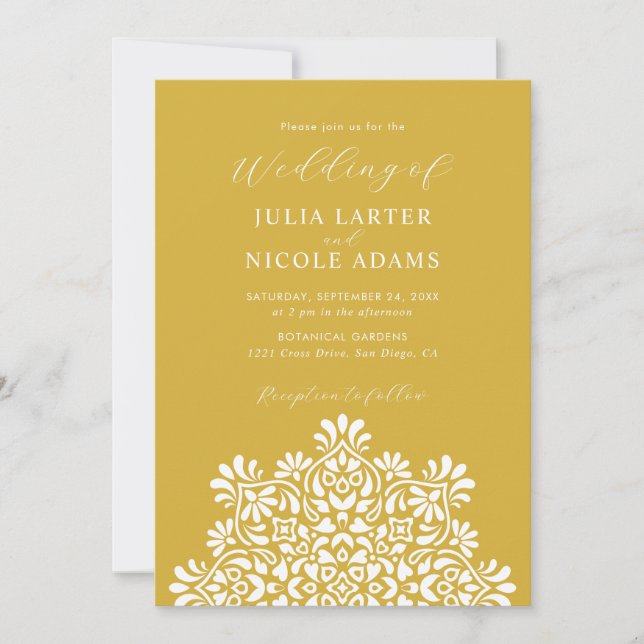 Convite Rising Boho Indian Fusion Floral Mandala Wedding (Frente)