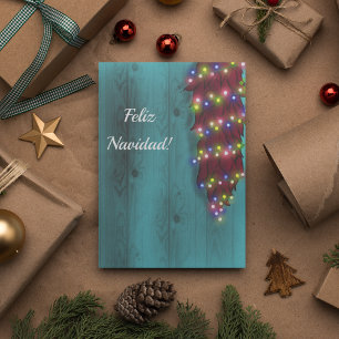 Convite Ristra de Chile Vermelho na porta azul luzes de Na