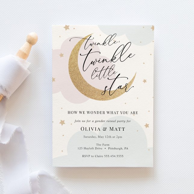 Convite Ritmo Brilhante Pequena Revelação de Gênero nas Es (Criador carregado)