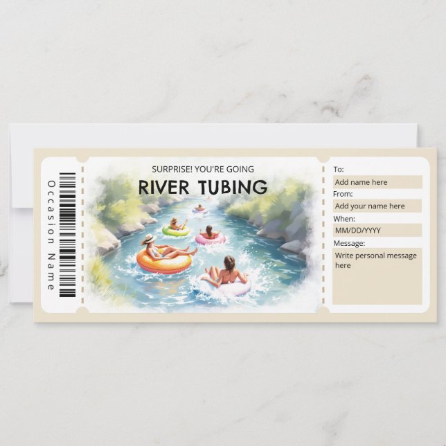 Convite River Tubing Gift Certificate (Frente)