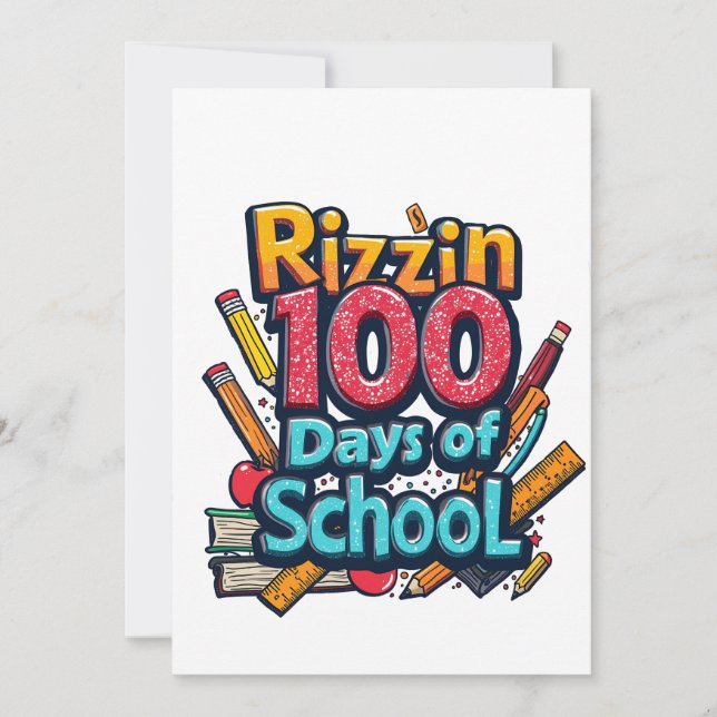 Convite Rizzin 100 dias de escola Gen Alpha Engraçado (Frente)