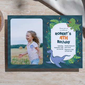 Convite Roar into Fun! Dinosaur Birthday Invitation Templa