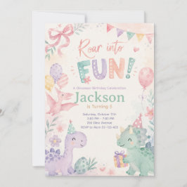Convite Roar Into Fun Dinosaur Invitation Editable