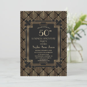 Convite Roaring 20's Great Gatsby Art Deco 50th Birthday