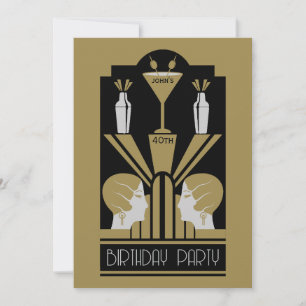 Convite Roaring Twties Art Deco Birthday