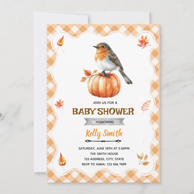 Convite Robin Baby Shower Invitation (Frente)